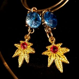 Handmade 18k Gold Laced , weedleaf earring .